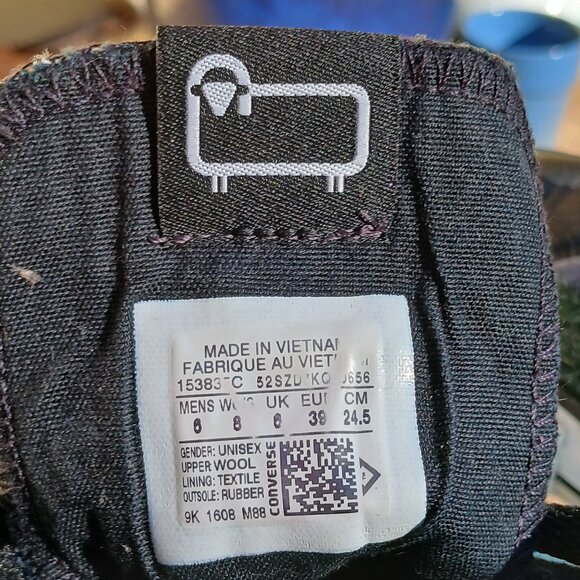 Converse x Woolrich Hi Tops 2015 Collab Wool Plaid 'Black Thunder' NWOB Sz M6 W8 - Picture 6 of 15